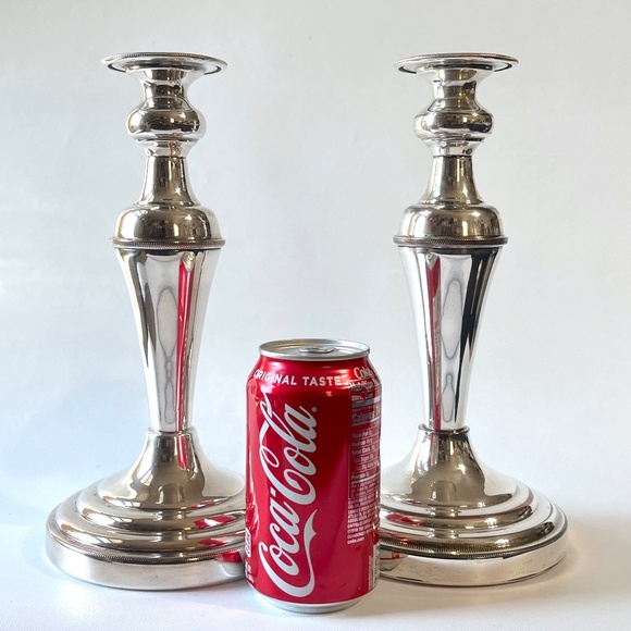 Silverplate Hollowware Candlestick Candle Holders Pair by English Silver MFG Co. - Picture 2 of 14